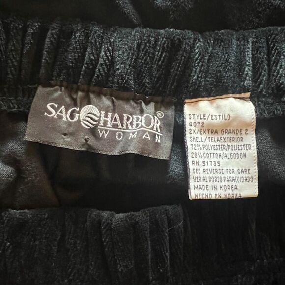 Sag Harbor Woman Black Velvet Straight Leg Pants 2X - Picture 2 of 2